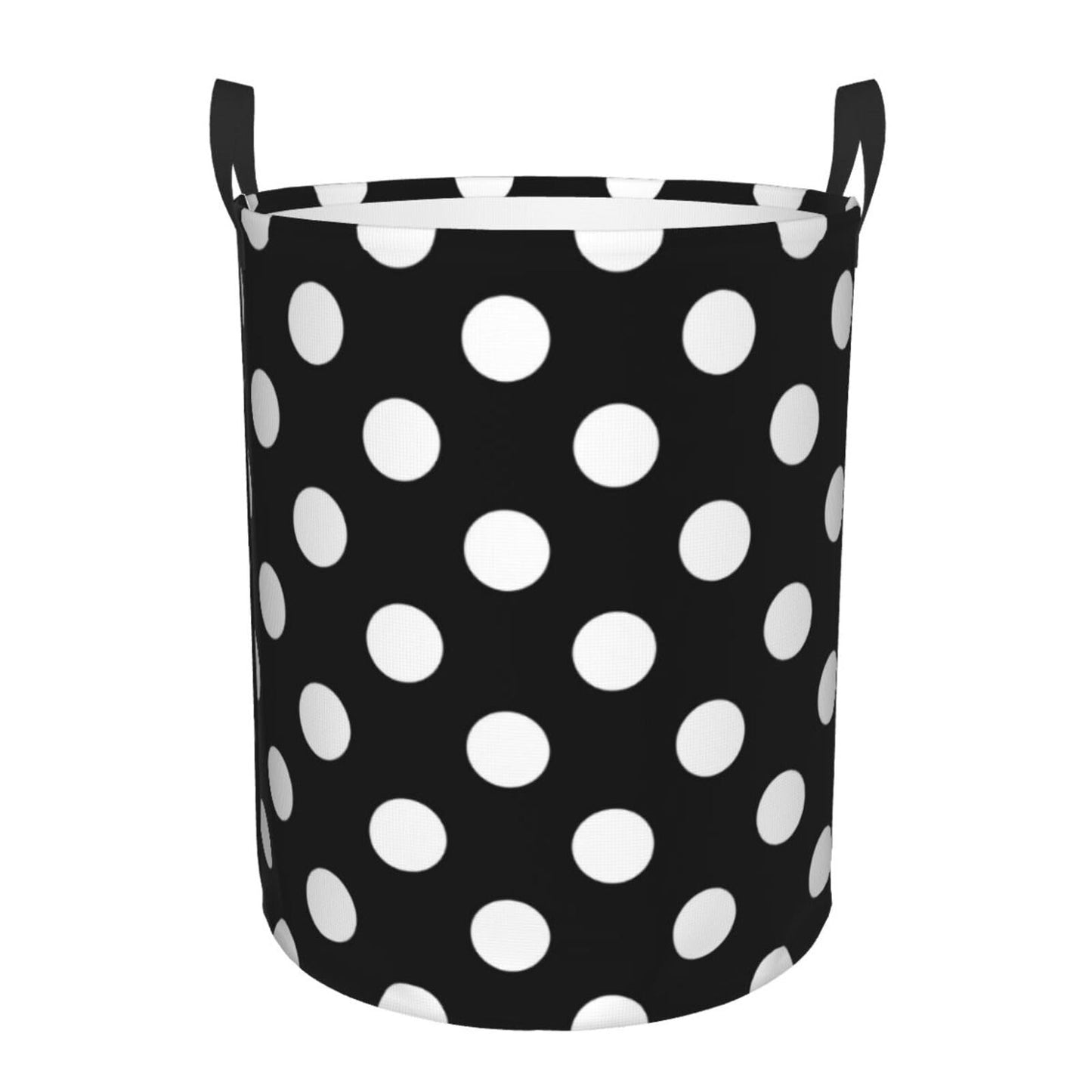 Pevtufa Black And White Polka Dot Foldable Laundry Basket Organizer,Fabric Clothes Toy Storage Basket Nursery Hamper Storage Bin