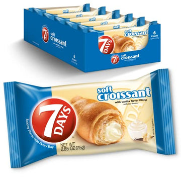 7Days Soft Croissant, Vanilla Croissant, Breakfast Pastry, Individually Wrapped On The Go Snack, Non-Gmo, 265 Ounce (Pack Of 6)