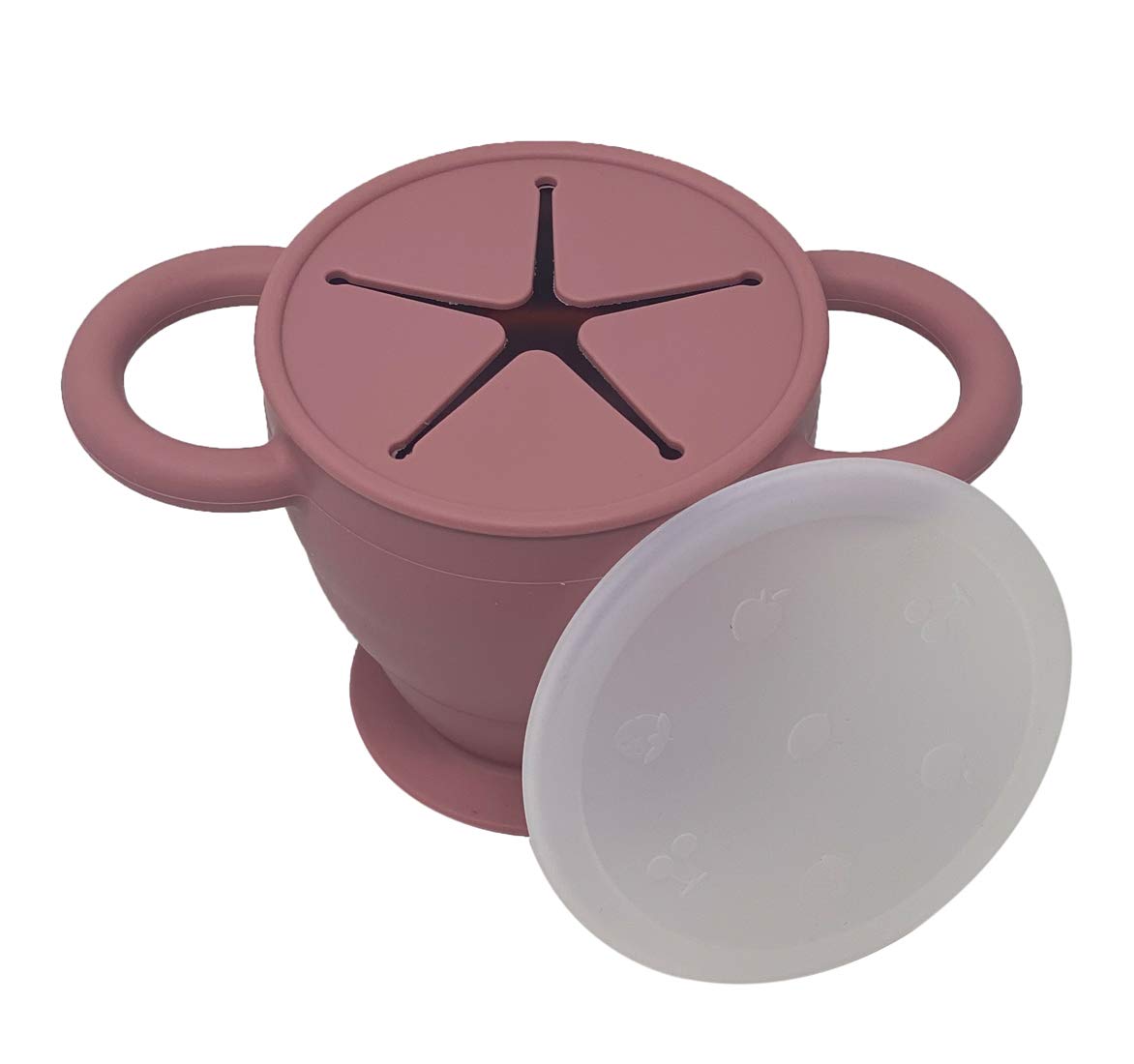 BraveJusticeKidsCo | Snack Attack II Snack Cup | Collapsible Silicone Snack Container | Toddler and Baby Snack Catcher Lid (Dust