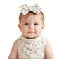 Polka Tots Cotton Floral Print Bow Headband With Reversible Bandana Bib Set  White