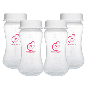 Nenesupply 9oz 4 Count Wide Neck Mouth Breastmilk Storage Bottle Breast Pump Bottles Use for Pumping with Spectra S1 S2 9 Plus B
