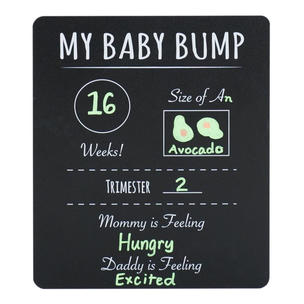 Canopy Street Pregnancy Timeline Chalkboard Sign Amy Baby Bumpa Photo Prop Board, Black Wwhite Print And Round Corners - 12A X 1