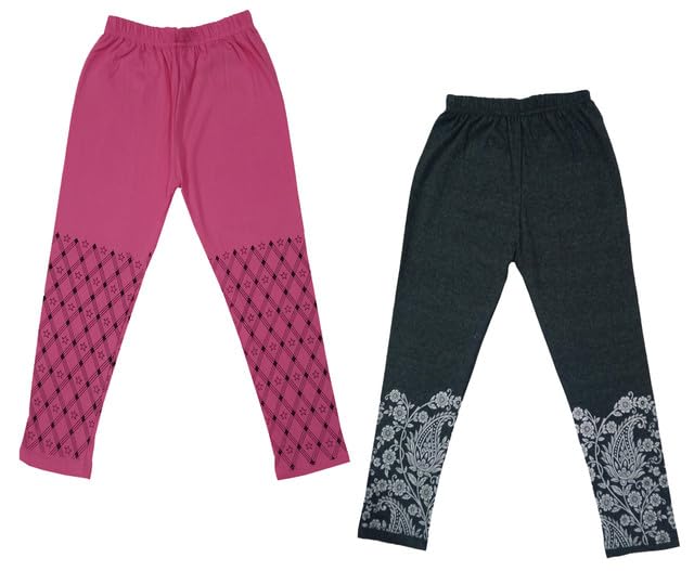 Girls Cotton Printed Capri 3/4th Leggings (Pack of 2) Multicolor45
