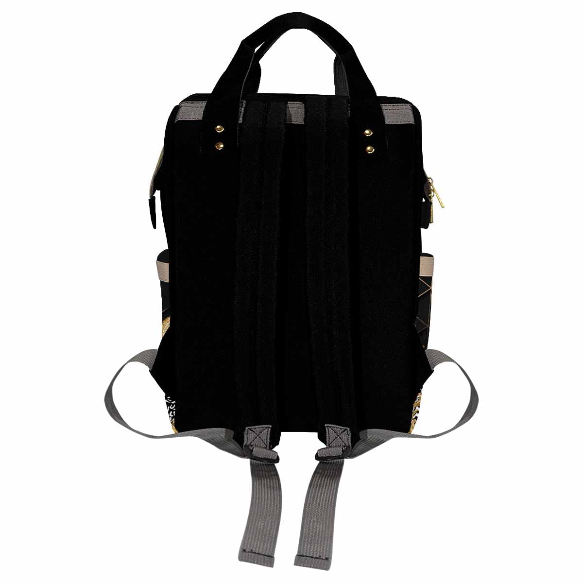 Artsadd Personalized Diaper Bag Backpack, Golden Stripe Necklace Nappy Backpack Large Travel Shoulder Bag Customized Multifuncti