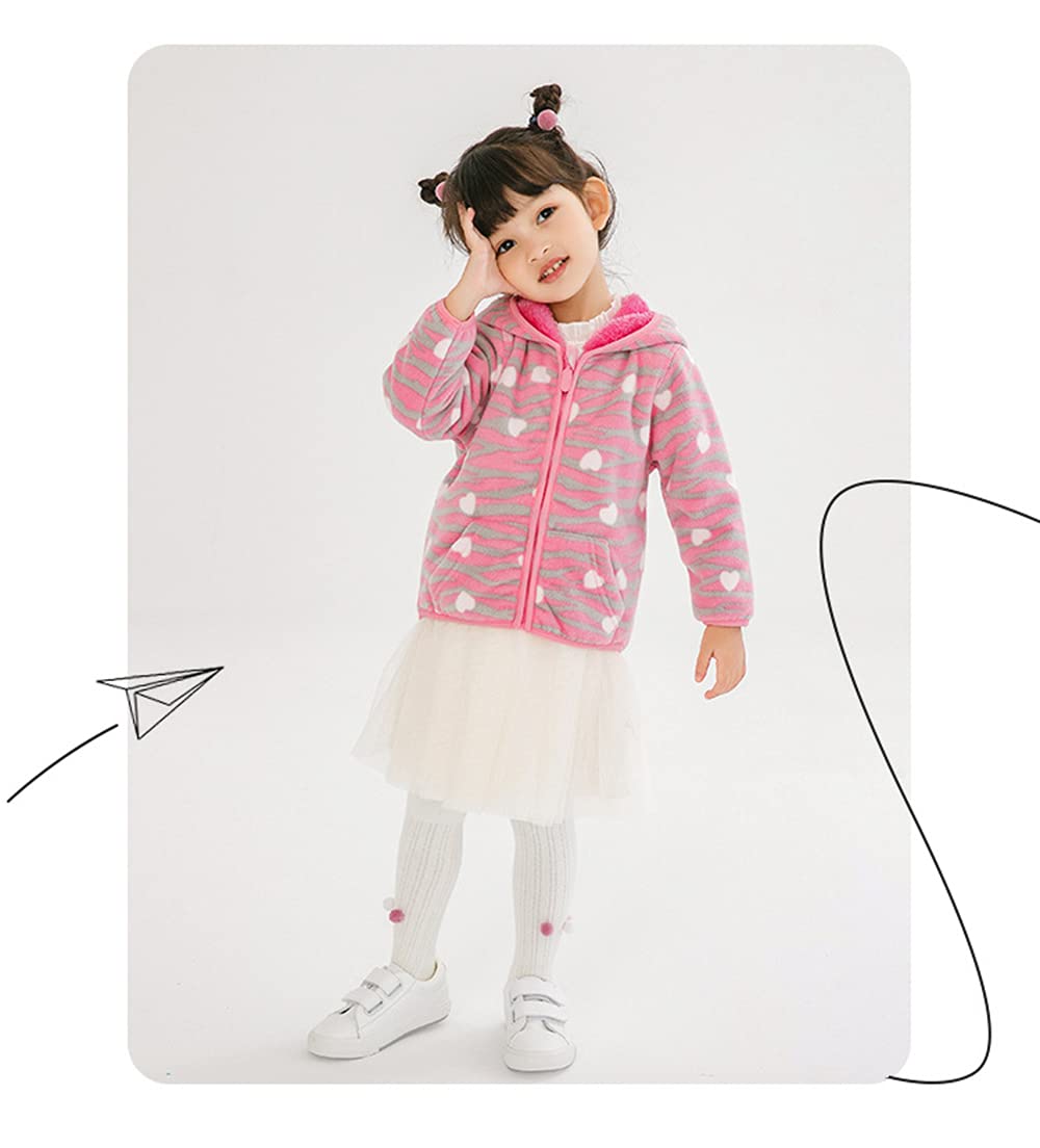 Feidoog Toddler Polar Fleece Jacket Hooded Baby Boys Girls Autumn Winter Long Sleeve Thick Warm Outerwear,Heart,2-3T