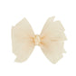 Wee Ones Girls Organza Double Hair Bow on a WeeStay Clip with Satin Knot Center, Tiny, Ecru