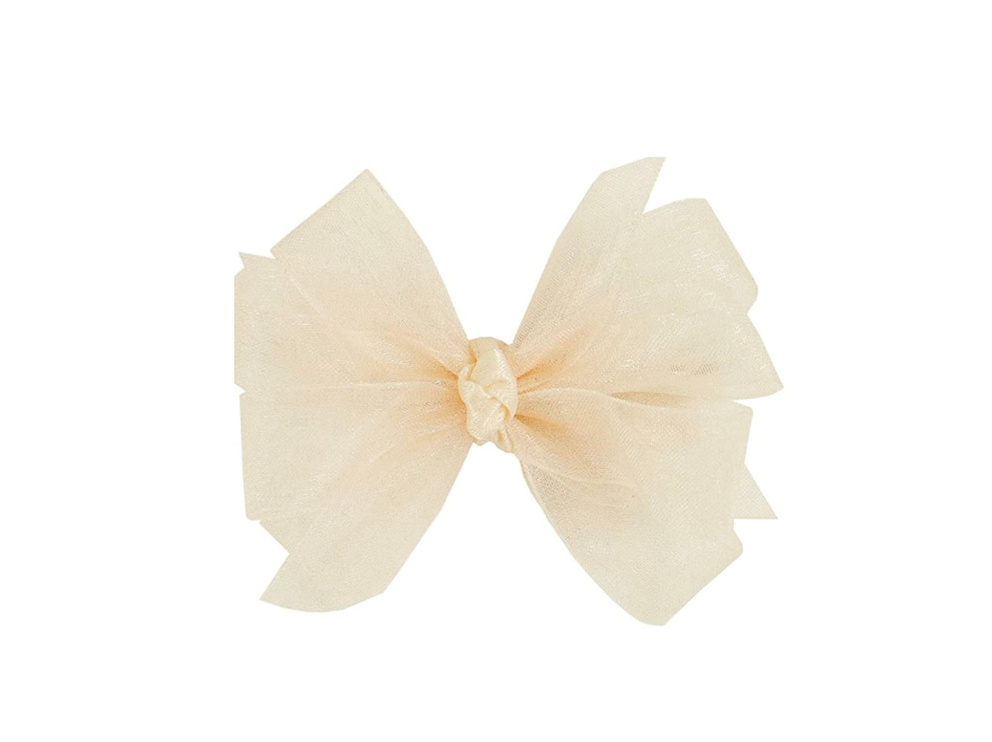 Wee Ones Girls Organza Double Hair Bow on a WeeStay Clip with Satin Knot Center, Tiny, Ecru