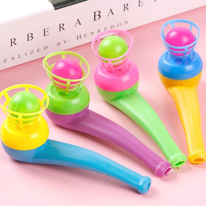 Jinshining 3pcs Random Color Floating Blow Pipe Balls Game Toys, Stress Reliever Balance Blowing Toys for Adults Funny Party Sup