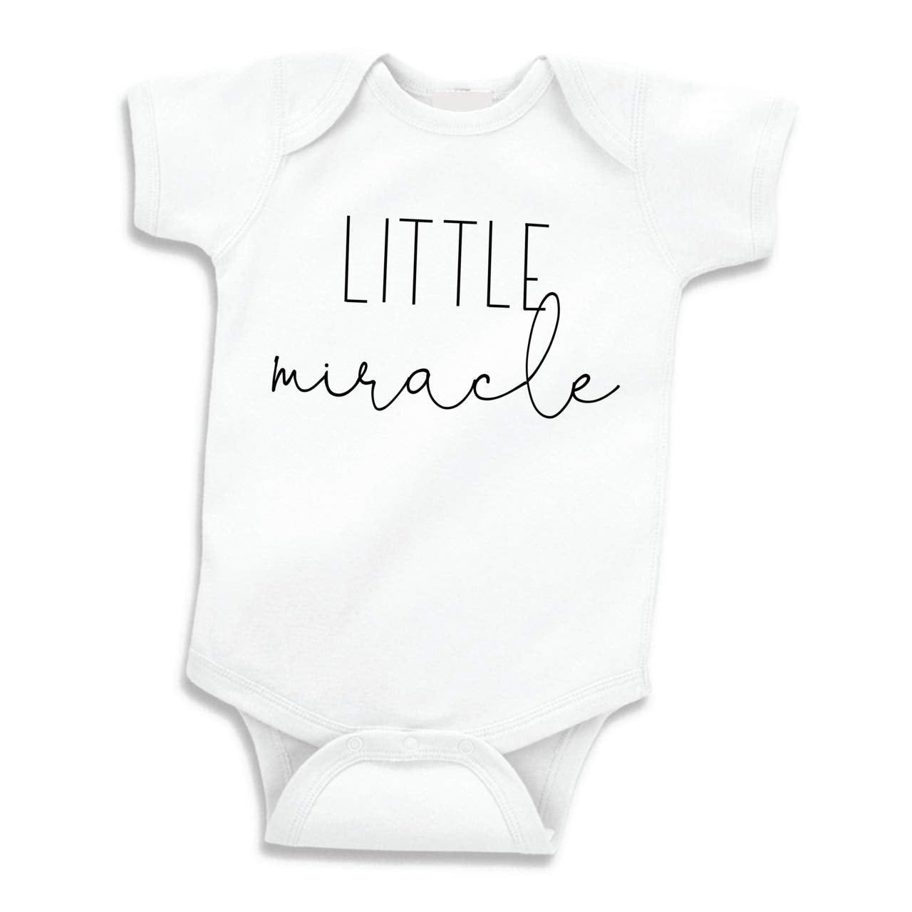 Bump And Beyond Designs Baby-Boys Surprise Pregnancy Announcement Little Miracle Leotard White, 0-3 Months
