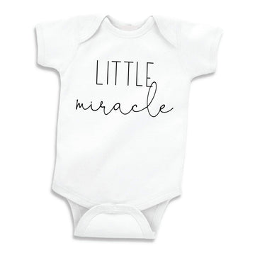 Bump And Beyond Designs Baby-Boys Surprise Pregnancy Announcement Little Miracle Leotard White, 0-3 Months
