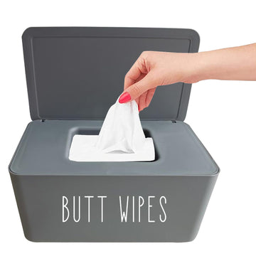 Moorfowl Butt Wipes Dispenser For Bathroom, Upgrade Size(8.2L X 4.9W X 3.9H Inches), Large Capacity Flushable Wipes Holder Conta
