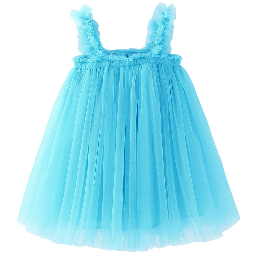 Bgfks Layered Tulle Tutu Dress For Toddler Girls,Baby Girl Rainbow Tutu Princess Skirt Set With Flower Headband.(Sky Blue,9 Mont