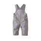 3Pcs Baby Boys Long Sleeve Stripe Romper Overalls Clothing Set With Hat (18-24 Months) Grey