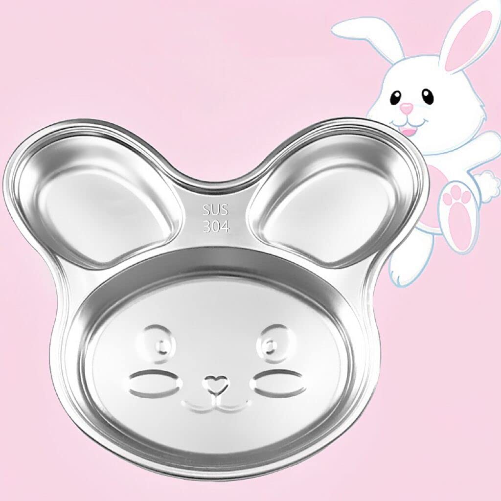 Stainless Steel Children Dinner Plate Divided Meal Tray Sections Dinner Dish For Babies, Toddlers And Kids Eating Tray Easter Bu