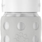 Lifefactory 8-Ounce Stainless-Steel Vacuum-Insulated Wide-Neck Baby Bottle With Straw Cap, Stone Gray (Ls2241Wcg4)