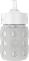 Lifefactory 8-Ounce Stainless-Steel Vacuum-Insulated Wide-Neck Baby Bottle With Straw Cap, Stone Gray (Ls2241Wcg4)
