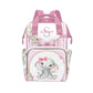 YallLocoMo Personalized Diaper Bag Backpack Gift Pink floral Baby Bow Elephant Multi-Purpose Nappy Bag: Ideal for Holidays, Pack