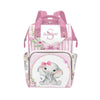 YallLocoMo Personalized Diaper Bag Backpack Gift Pink floral Baby Bow Elephant Multi-Purpose Nappy Bag: Ideal for Holidays, Pack