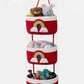 3Tier Hanging Cotton Rope Storage Baskets, Red and White, Rainbow Theme with Tassels, for Kids Room,office,launge