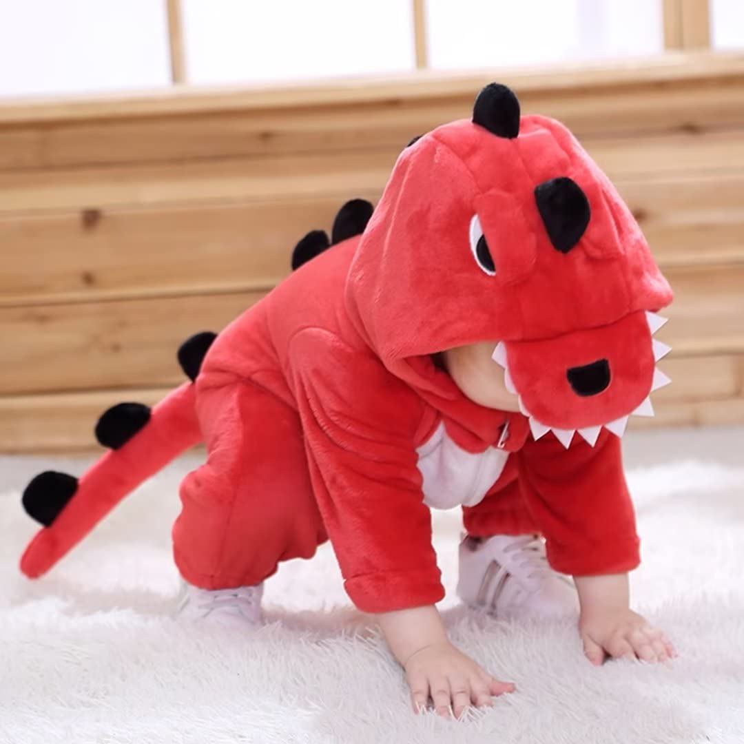 Baby Red Dinosaur Costumes Unisex Toddler Outfit Halloween Dress Up Romper 3-4 Years