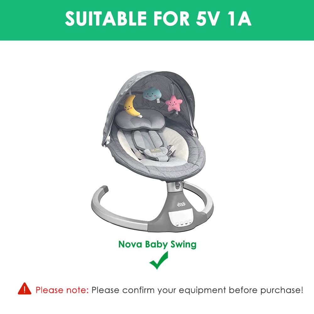 Mrgru 5V Replament Charger Power Cord For Baby Swing Compatible With Nova Baby Swing For Infants Motorized Portable Swing Power