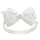 Nihao Baby White Organza Bow Headband for Toddler (0-6 months) - Handmade Bow for Baptism, Christening, First Communion, Wedding