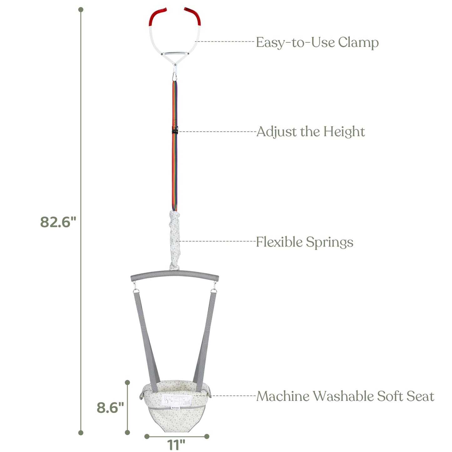 Slevoo Baby Jumper, Baby Doorway Jumper With Door Clamp Adjustable Strap, Fun Activity For 6-12 Months Baby Infant