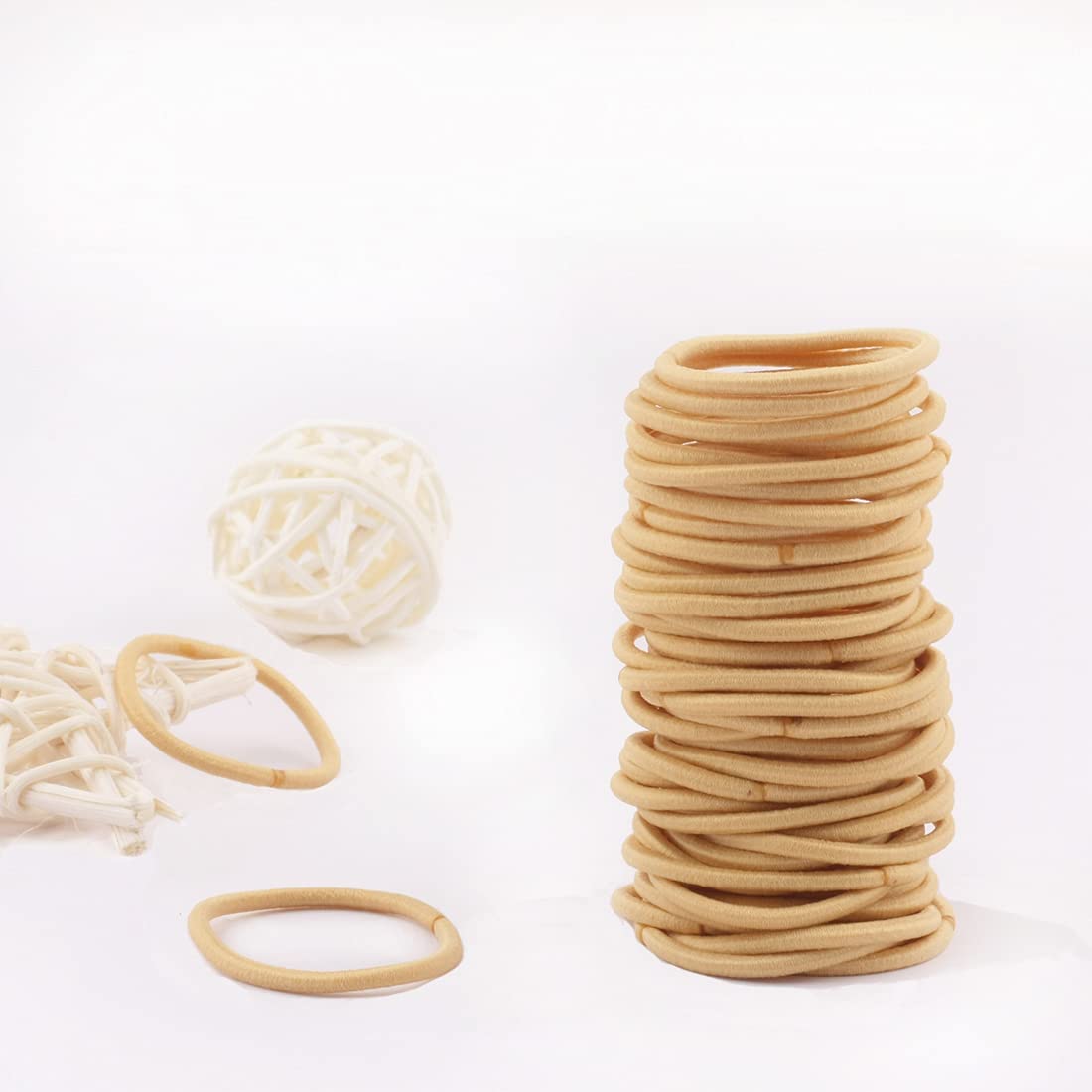 100 Pcs Baby Hair Ties - Gold Hair Bands For Thin Hair- No Metal Hair Elastics -Ponytail Holder For Kids(2 Mm X 2.5 Cm,Blonde)