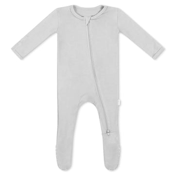 Light Gray Footie For Baby - 95% Viscose From Bamboo, 5% Spandex - Soft Newborn Sleepwear, Baby Pajamas, Unisex Baby Clothes, Zi