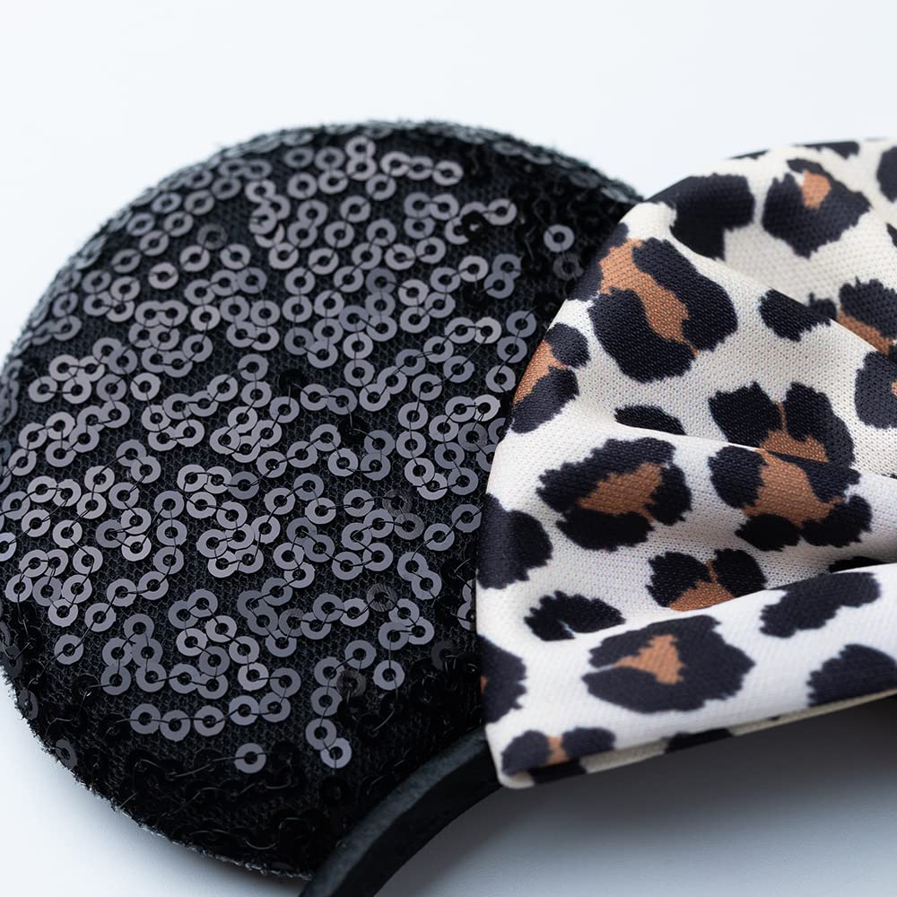 Foeran Mouse Ears Headbands Shiny Bows Mouse Ears Glitter Party Princess Decoration Cosplay Costume For Girls Women (Leopard Pri