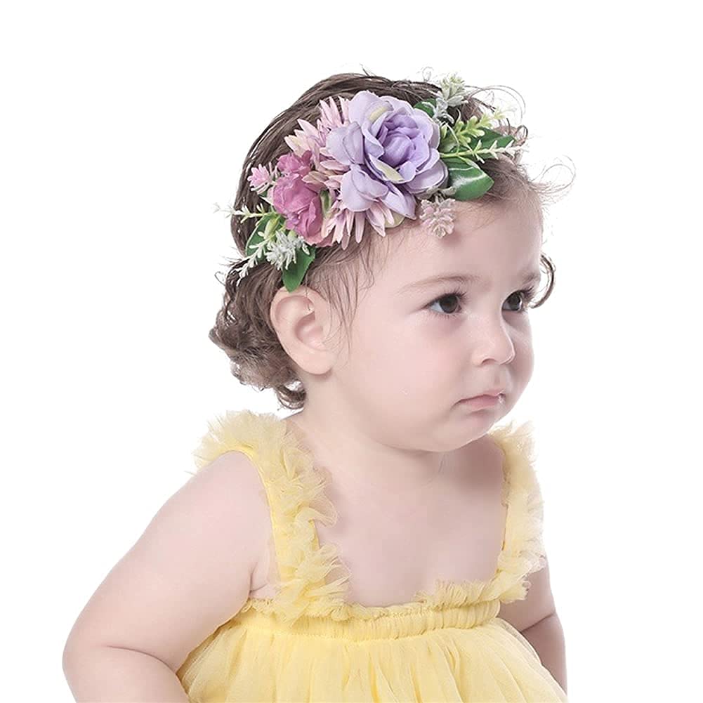 Cinaci 6 Pack Delicate Floral Rose Daisy Flower Super Stretchy Soft Nylon Headbands Hair Bands Accessories For Baby Girls Newbor