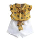 Bold N Elegant Cute Flower Printed Girls Cotton Sleeveless Top And Shorts Clothing Set For Infant Toddler Baby Girl (Yellow  Wh
