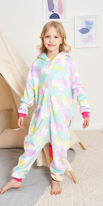 Riverchan Kids Unicorn Onesie Animal Pajamas Halloween Costume (6-8Year)