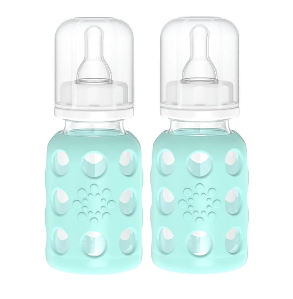 Lifefactory Glass Baby Bottles With Silicone Protection - 2-Pack, 4 Oz Bottles, Mint