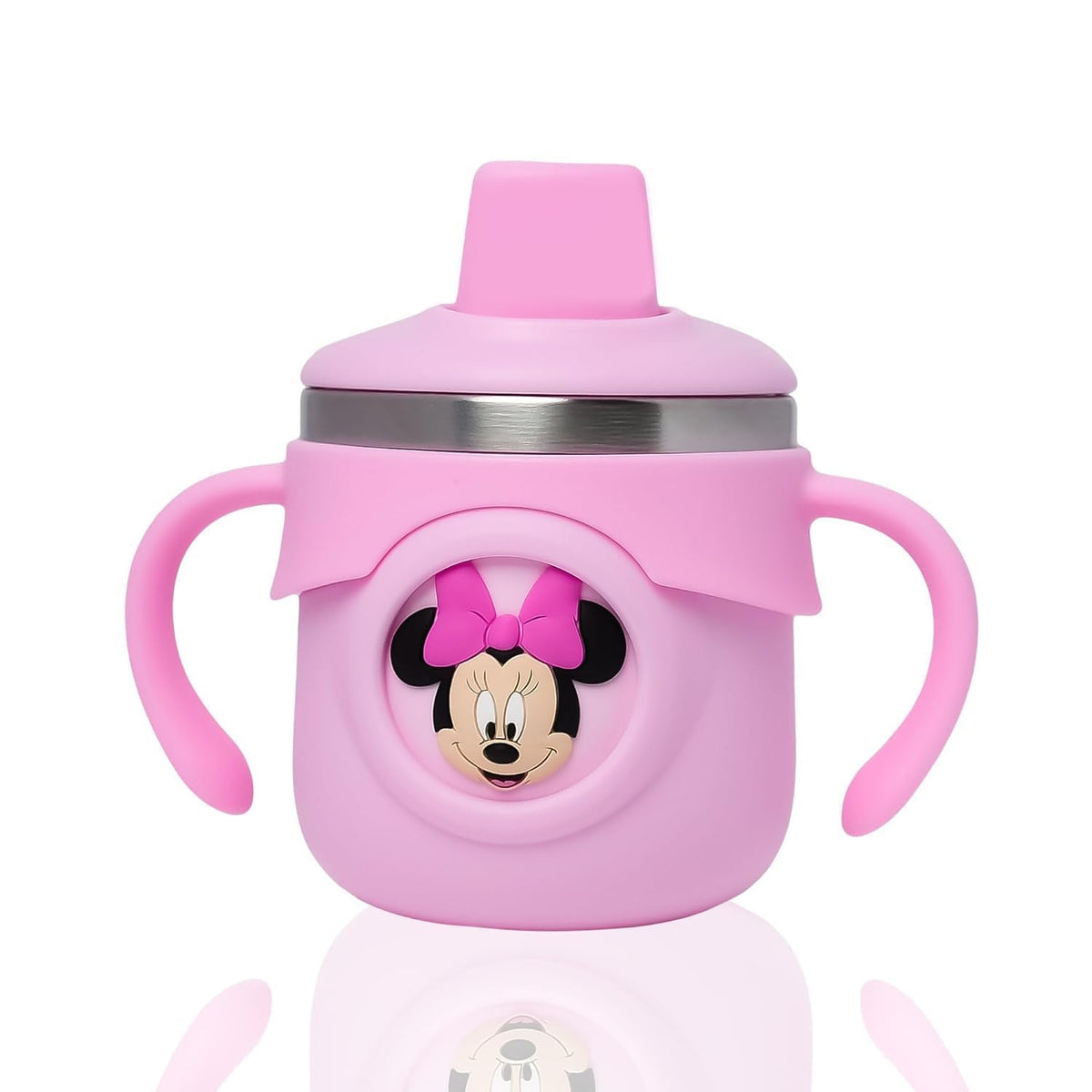 angaakar Stainless Steel Sipper Bottle with Straw 260ml (Pink)