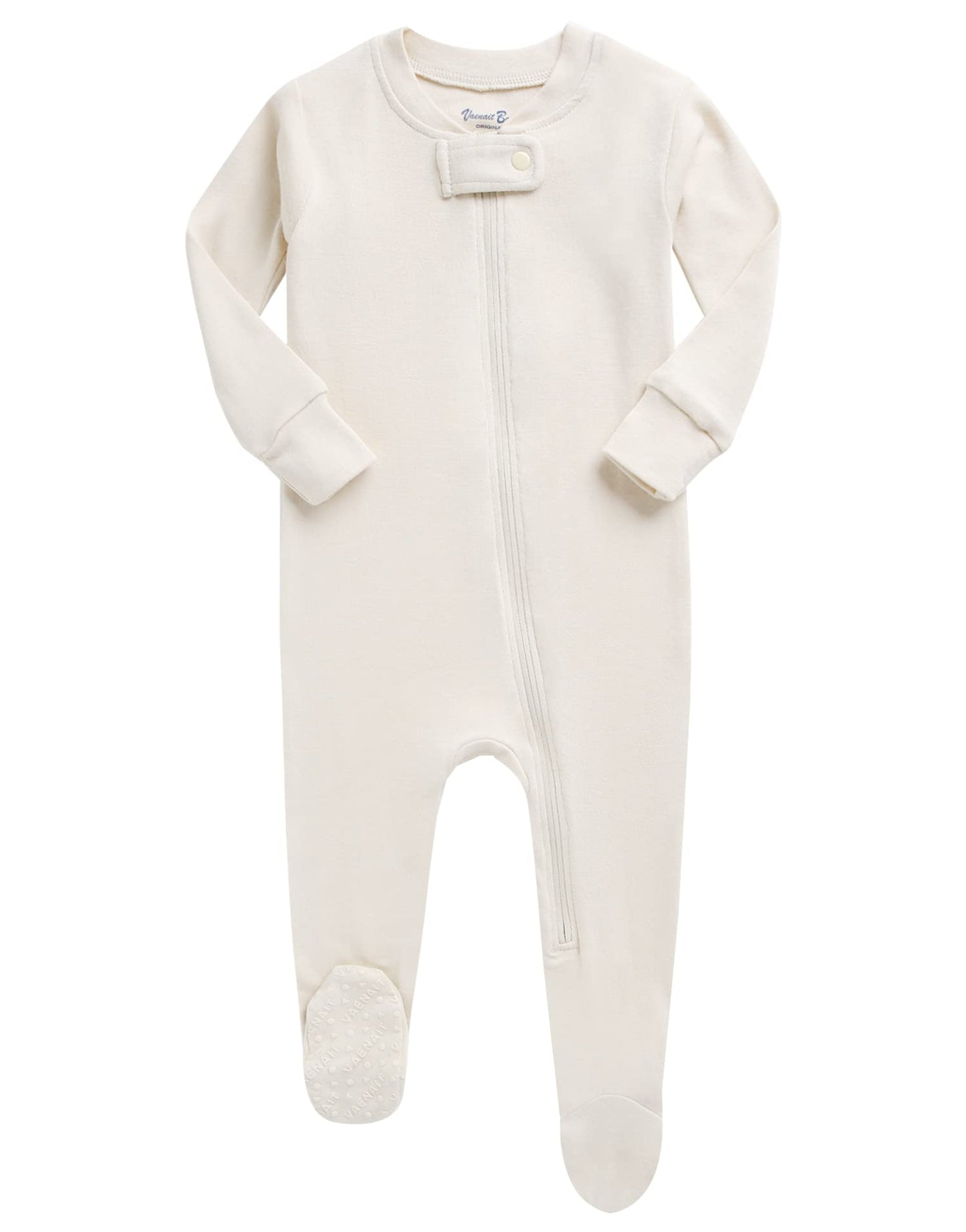 Vaenait Baby Toddler Boys Girls Solid Footie Pajama Cozy Modal Creamwhite 24M