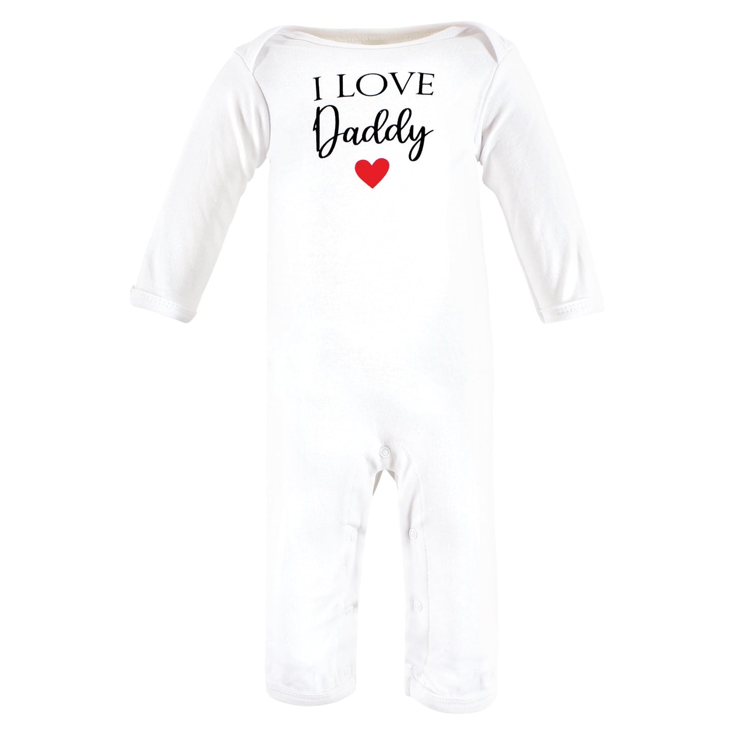 Hudson Baby Unisex Baby Cotton Coveralls, Girl-Daddy Red Black, 0-3 Months