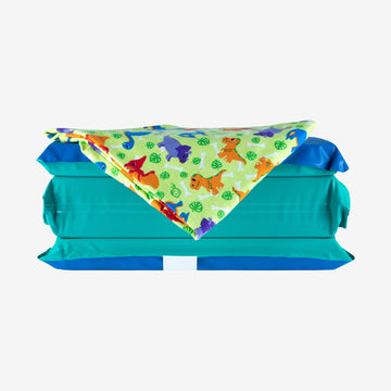 Kindermat 2' Jr. Daydreamer And Full Nap Mat Washable Cover - New Dino Friends Design- Regular, 47' X 22', Great For Daycare