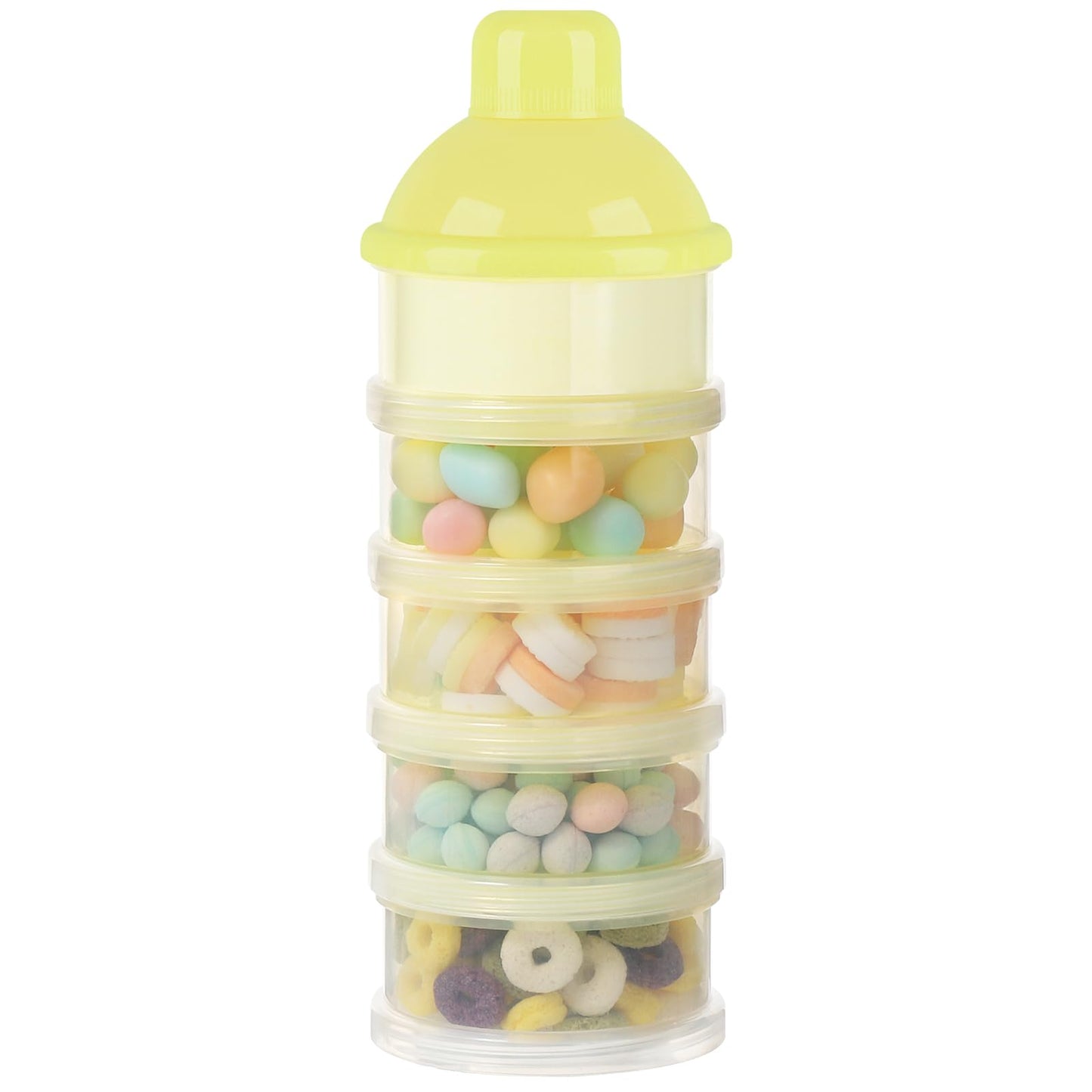 Accmor Formula Dispenser On The Go, 5 Compartments Stackable Formula Container For Travel, Baby Milk Powder Kids Snack Container
