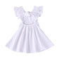 Toddler Baby Girl Dress Summer Cotton Linen Ruffle Halter Sleeveless Kids Casual Beach Party Dresses 2-7 Years (2-White, 4-5T(11