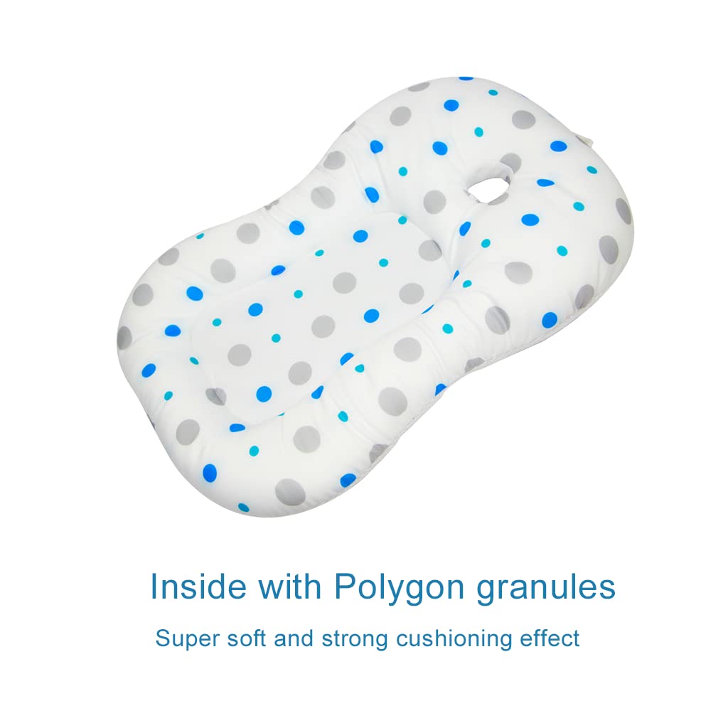 Baby Bath Mat, Kakiblin Bathtub Baby Bath Cushion Soft Anti-Slip Bath Pad 0-6 Month Toddler Bath Pillow (Spot)