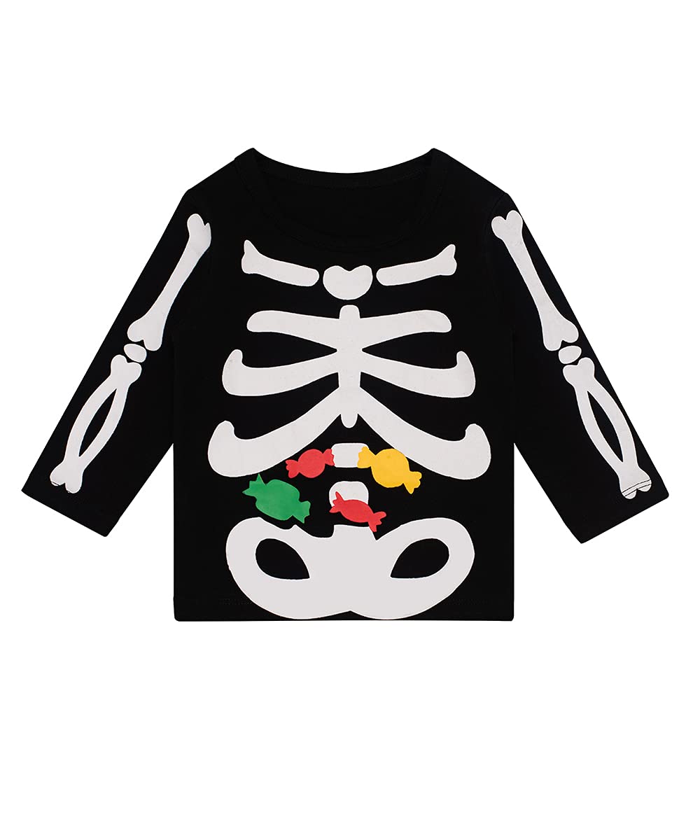 Lensous Baby Boy'S Skeleton Halloween Costume Long Sleeve Outfits Pant Sets (Skeleton, 6-12 Months)
