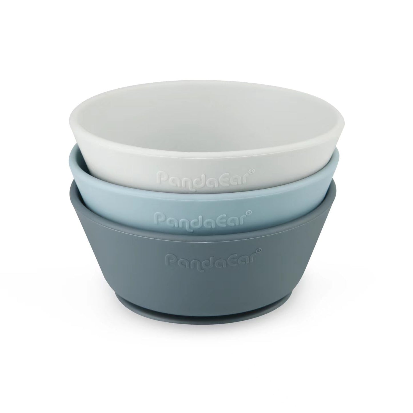 Pandaear 3 Pack Baby Suction Bowls|Silicone Food Bowls First Stage Feeding For Baby Toddler Infant Kids| Food Grade Soft Safe Bp