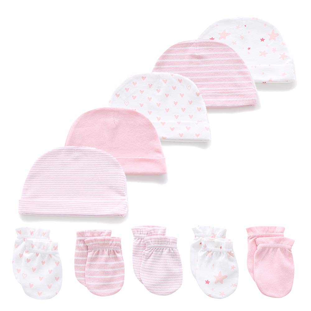 Kiddiezoom Baby Girls  10-Piece Cap and Mitten Bundle Baby Gloves Baby hats