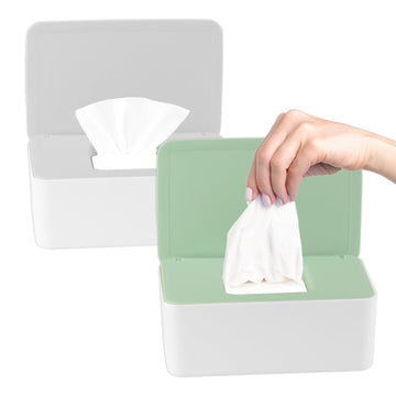 2Pcs Diaper Wipes Dispenser, Refillable Wipe Container, Wipe Container With Sealing Design Lid, Keep Wipes Fresh,Wet Wipes Cases