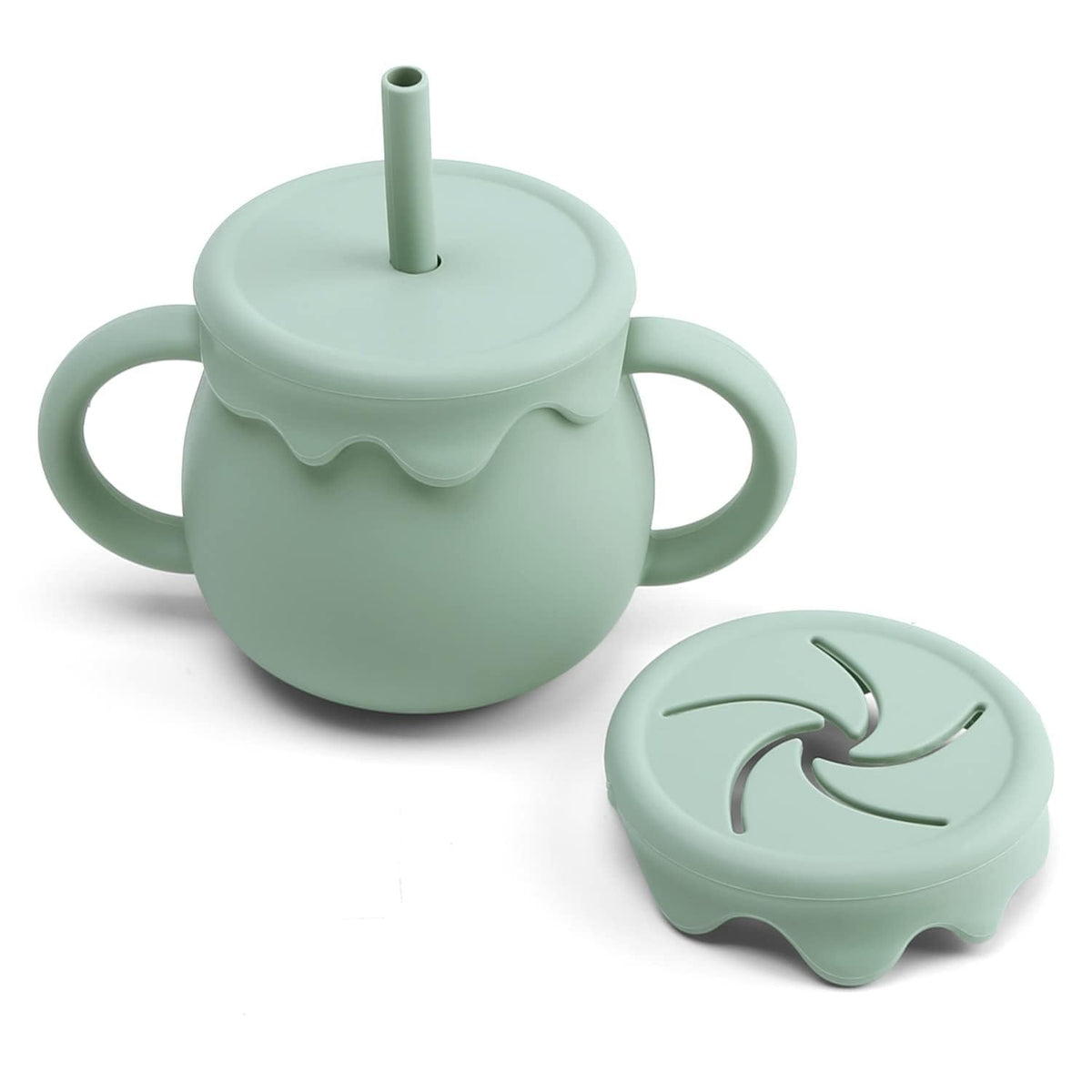 Moonkie 2In1 Silicone Baby Cups With Straw And Lid For Snacks, 8.5 Oz SpillProof Sippy Cups, Training Cup For Toddlers Ages (