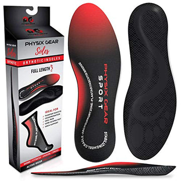 Arch Support Insoles Men  Women By Physix Gear Sport - Orthotic Inserts For Plantar Fasciitis Relief, Flat Foot, High Arches, Sh