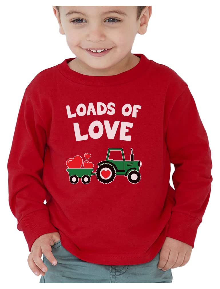 Loads Of Love Boys Valentines Day Shirt Toddler Valentine Long Sleeve Shirts 3T Red