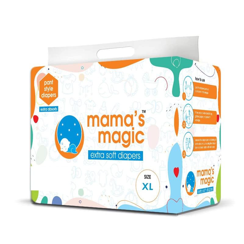 MamaS Magic Baby Pant Diapers For Kids & New Born Extra Soft Material All Round Protection Super Slim Elastic Anti Bacterial To
