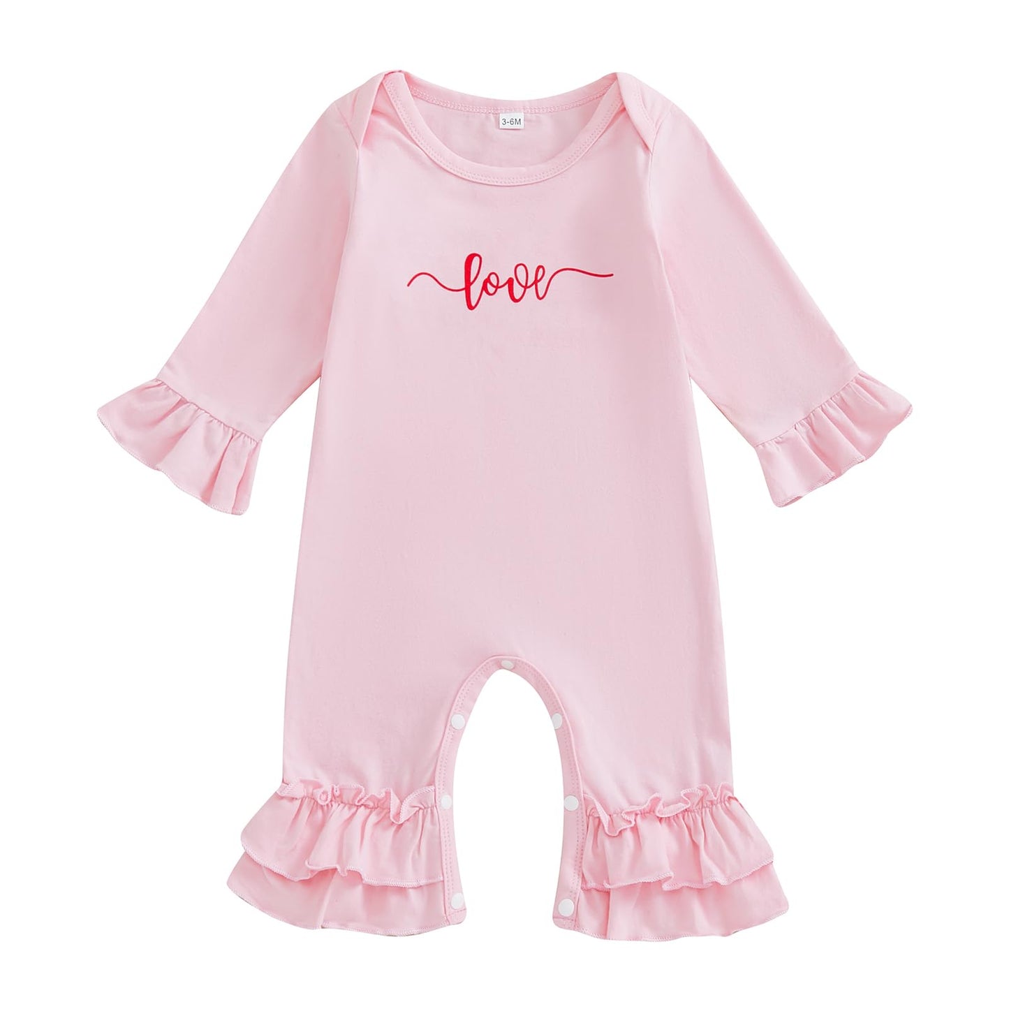 My First Valentines Day Baby Girl Outfit Love Heart Letter Long Sleeve Romper Newborn Spring Jumpsuit Clothes (B-Pink, 0-3 Month